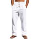 thumbnail image 2 of Pantalones largos para hombre, de lino, holgados, transpirables, de color liso, estilo playero, con botones, 2 of 8