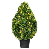 Vickerman Artificial 24" High X 15" Wide Boxwood Teardrop Shaped Bush, warm white 3mm LED lights.