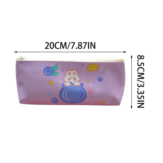 Agiferg School Multifunctiona Zipper Portable Canvas Large Capacity Pencil Bag Cartoon Bear Rabbit Pencil Bag