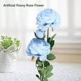 thumbnail image 2 of 3 cabezas decorativas artificiales peonía flor falsa rosa flores ramo jardín decoración de boda azul, 2 of 8