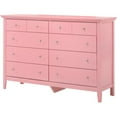 thumbnail image 2 of Home Square 3-Piece Set with Dresser TV Stand and 3-Drawer Nightstand in Pink, 2 of 16