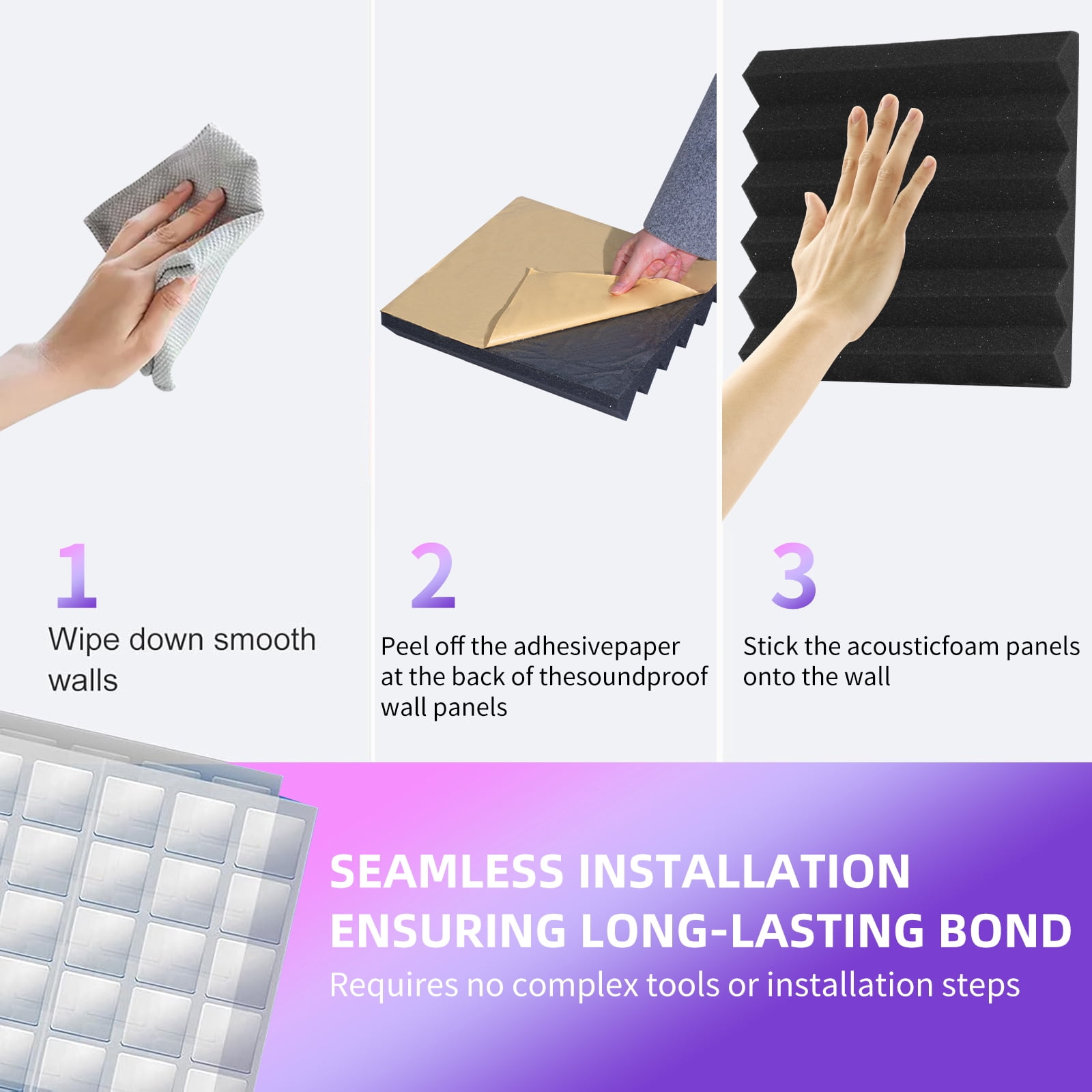 DQQKMM  24 Pack Sound Deadening Panels,12"X12"X2" Acoustic Sound Panels, Noise Canceling Foam Wedge Panels
