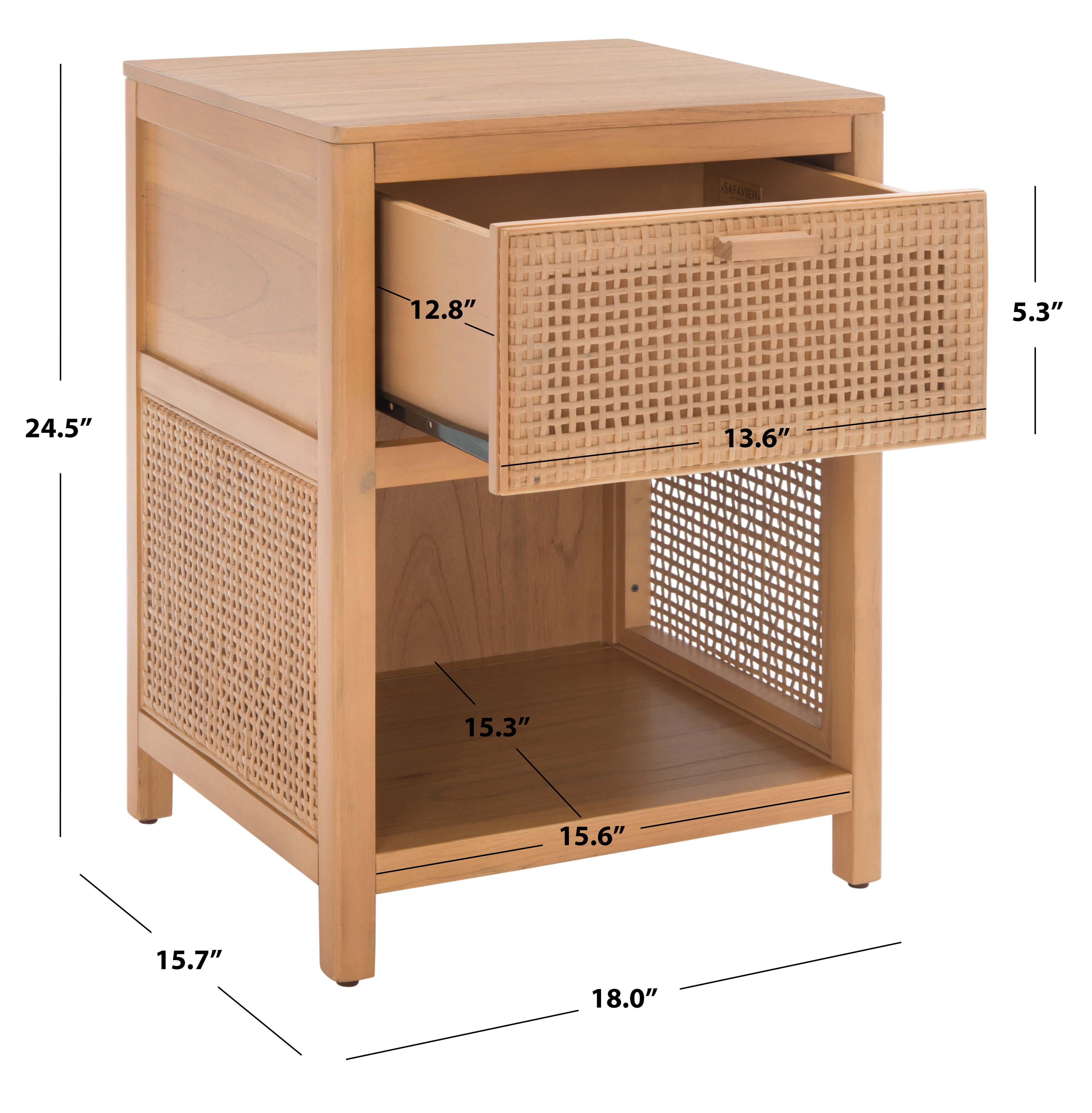 SAFAVIEH Miya Rustic Coastal 1 Drawer Nightstand, Natural