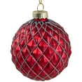 thumbnail image 5 of Northlight Glittered Glass Christmas Ball Ornament - 3.25" - Red and Silver, 5 of 7