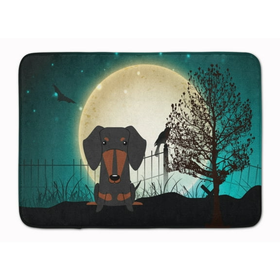 Halloween Scary Dachshund Black Tan Machine Washable Memory Foam Mat