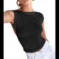 thumbnail image 2 of Camiseta Ajustada Sin Espalda para Mujer, de Corta, Cuello Redondo, Informal, de Verano, Estilo Y2K Negro S, 2 of 7