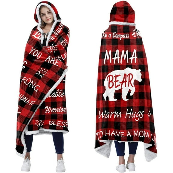 Birthday Gift for Mom, Oversized Hoodie Mom Hooded Blanket Wearable Blanket Mama Blanket Hoodie Cozy Fleece Flannel Wearable Blanket Christmas Gifts for Mom, Oversized Mama Wearable Blanket
