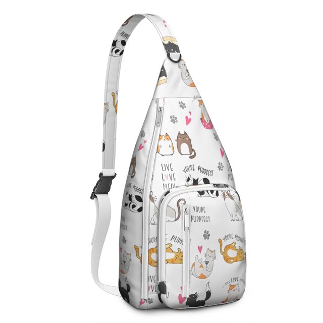 Funny Pet Sling Backpack - Playful Cat Design Crossbody Bag, Anti-Theft Pack for Commuting & Outdoor