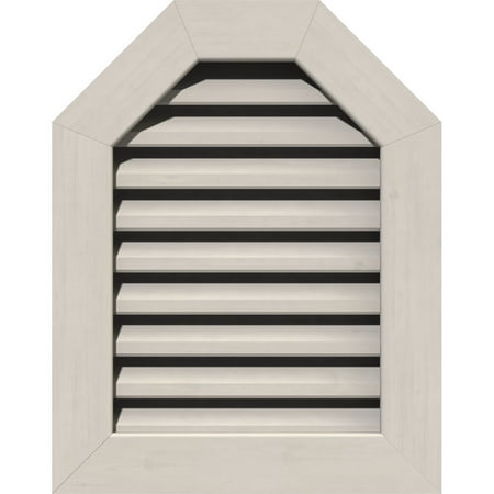 

24 W x 18 H Octagonal Top Gable Vent (29 W x 23 H Frame Size): Primed Functional Smooth Pine Gable Vent w/ 1 x 4 Flat Trim Frame