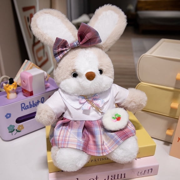 YTTAL Cozy Floral Bunny Stuffed Animal - 11.8 Inch Soft Plush Rabbit with Yellow Dress & Bow, Cute Easter Bunny
