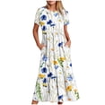thumbnail image 1 of Fankiway Robe Longue Ample à Manches Courtes avec Poche et Col Rond Imprimé pour Femmes Rondes Robes de Printemps pour Femmes 5842, 1 of 4