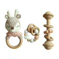 thumbnail image 1 of Juego de 3 pulseras de dentición para bebés recién nacidos, chupete de alce de ganchillo, cuentas de madera, sonajero, mordedor, juguetes de lactancia., 1 of 5
