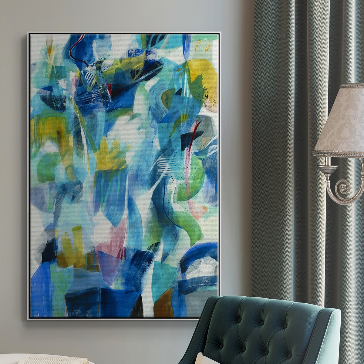 Green Passage Framed Premium Gallery Wrapped Canvas - Ready to Hang - 25 x 37 - White Floating Frame