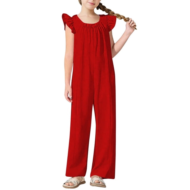 Combinaison Fille Taille 6 Tenue de Pâques Enfants Filles Décontractée Sans Manches Combinaison Pantalon Droit Long