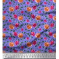 thumbnail image 1 of Soimoi Poly Georgette Fabric Leaves & Dahlia Floral Printed Fabric 1 Yard 42 Inch Wide, 1 of 3