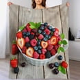 thumbnail image 4 of NIANHE Berries strawberries woode blanket, comfortable and soft, warm casual blanket, printed design, winter sofa dormitory home decoration, must-have travel product. Size is 60x80 inches., 4 of 9