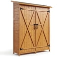 thumbnail image 7 of 56" Outdoor Storage Shed, Large Wooden Garden Shed with Waterproof Asphalt Roof, Lockable Double Doors & 2 Removable Shelves,Wooden Tool Organizer for Backyard & Patio, Natural Fir Wood, 7 of 7