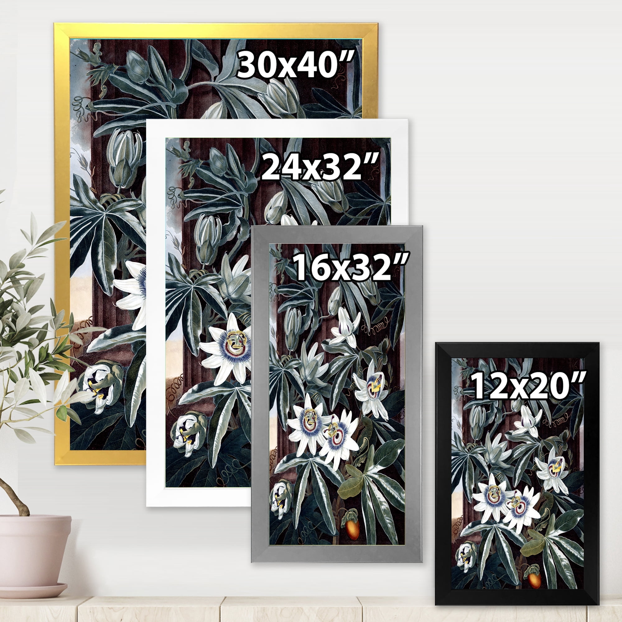 Designart 'Ancient Flowers I' Traditional Framed Art Print