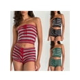 thumbnail image 4 of Yunliwuli Women's 2 Piece Knit Set, Striped Off Shoulder Crop Tube Tops Drawstring Shorts Summer Outfits for Party Club, 4 of 8