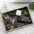 thumbnail image 4 of Hanobe Black Marble Decoative Tray for Decor -Modern Elegant 13"x9.5" Rectangle  Black Tray with Handle Gold for Kitchen Counter Decor, Coffee Bar Tray Ottoman Tray  for All Occasions, 4 of 8
