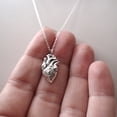 thumbnail image 3 of Sterling Silver Lifelike Anatomical Heart Pendant Necklace 18" Chain, 3 of 3
