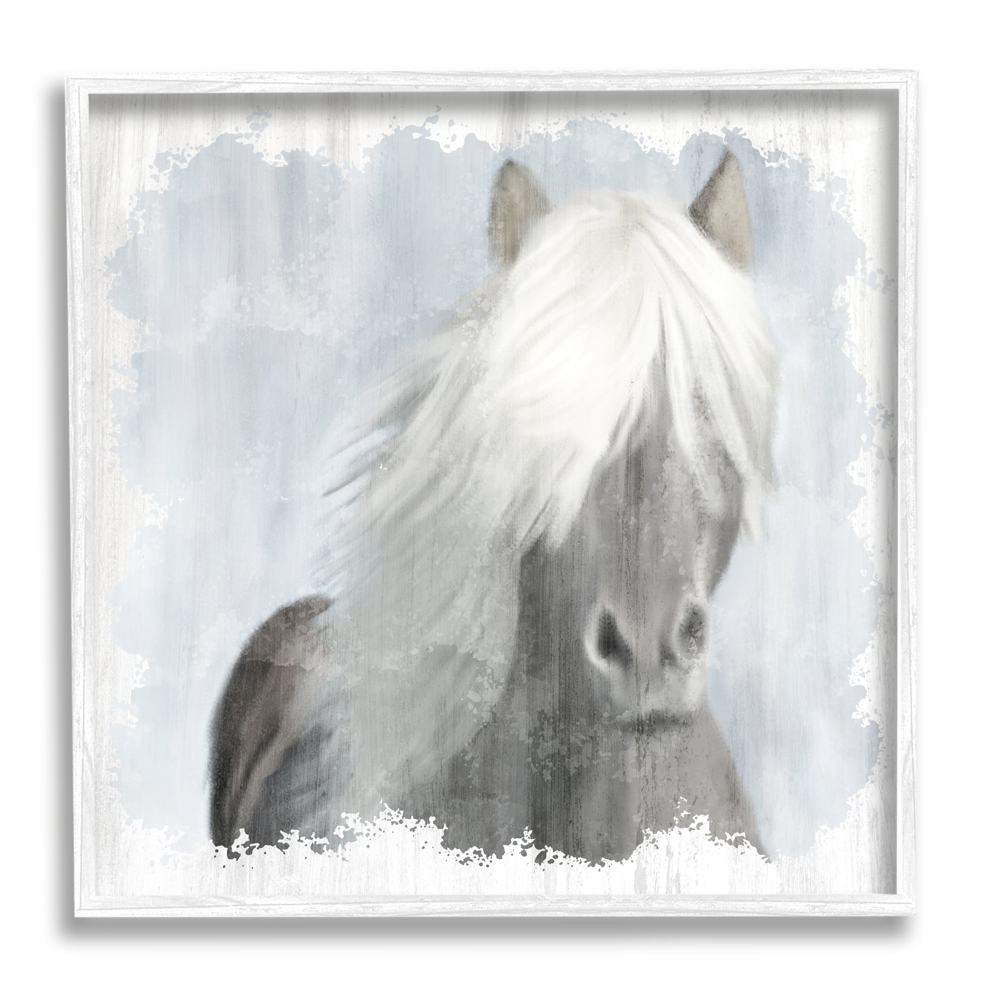Stupell Industries Dreamy White Mane Horse Rustic Farmland, 24 x 24, Design by Kim Allen