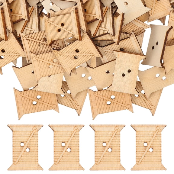 GOOHOCHY Wood Yarn Bobbins for Storage Use Beige Color Safe NonPolluting Perfect for Knitting Sewing 50 Pieces