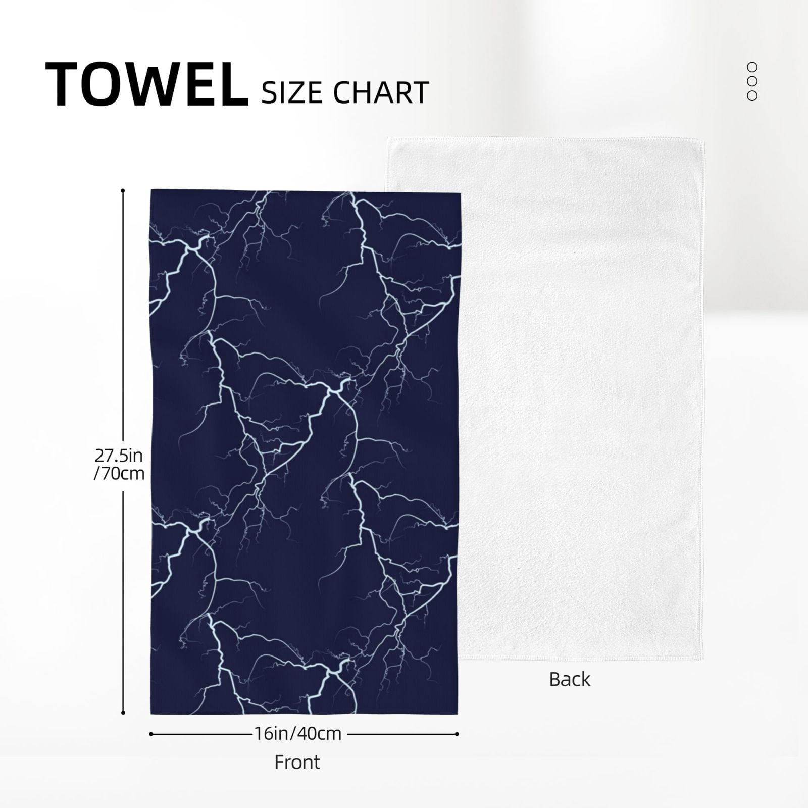 White Lightning Thunder 27.5" x 16" Ultra Soft Hand Towel, Face Wash Cloth for Bathroom, Gym, Travel, Pool