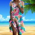 thumbnail image 1 of WILLBEST Vestido De Verano Para Mujer, Estampado Floral, Informal, Cuello Redondo, Para Vacaciones, Uso Diario, Primavera, Verano, Básico, Cómodo, Elegante, Atuendo Femenino 899, 1 of 3