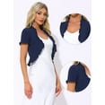 thumbnail image 2 of DARING DIVA Shrug Short Sleeve Formal Cropped Bolero S Navy Blue, 2 of 6