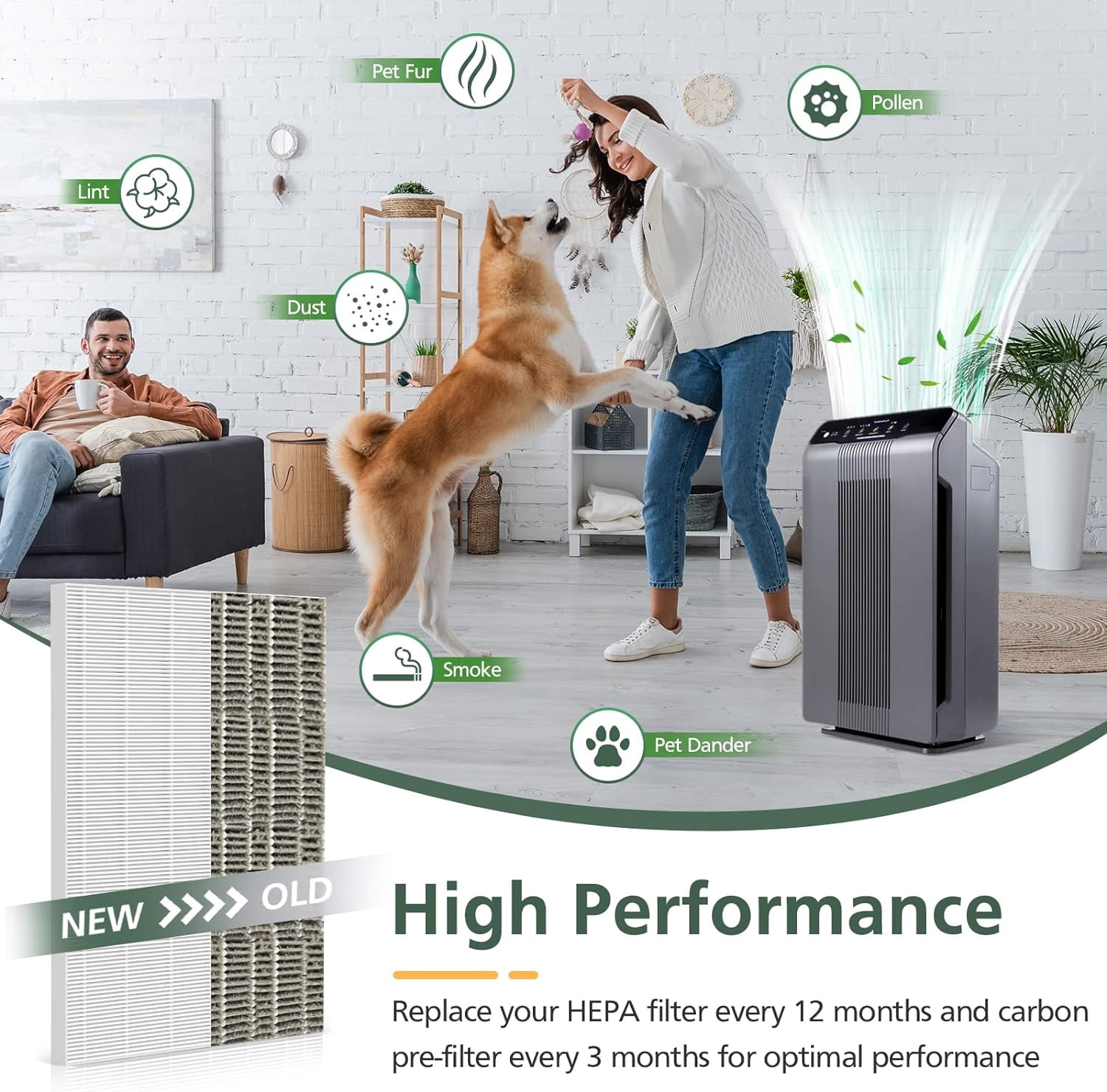 115115 HEPA Pet Allergy Replacement Filter A for Winix Plasmawave Air Purifier C535 5300 5300-2 6300 6300-2 P300 AM90 C909 9800,2 x True HEPA Size 21 Filters + 8 x Carbon Pre-Filters