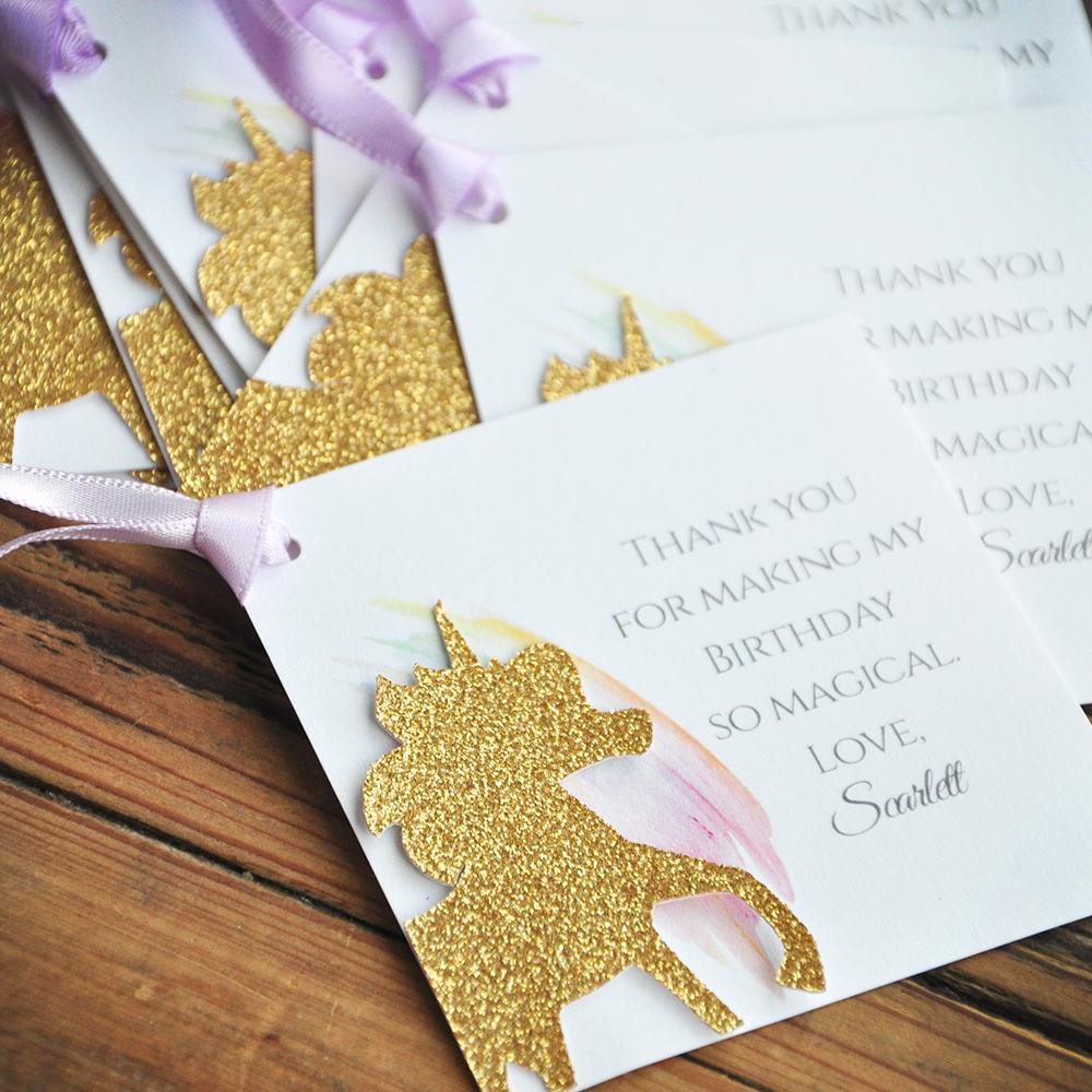 custom unicorn thank you tags unicorn party favors handcrafted in 1 3