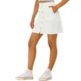 thumbnail image 4 of INSPIRE CHIC Women's Denim Skirts A-Line High Waist Button Front Mother's Day Casual Jean Skirt White XS, 4 of 7