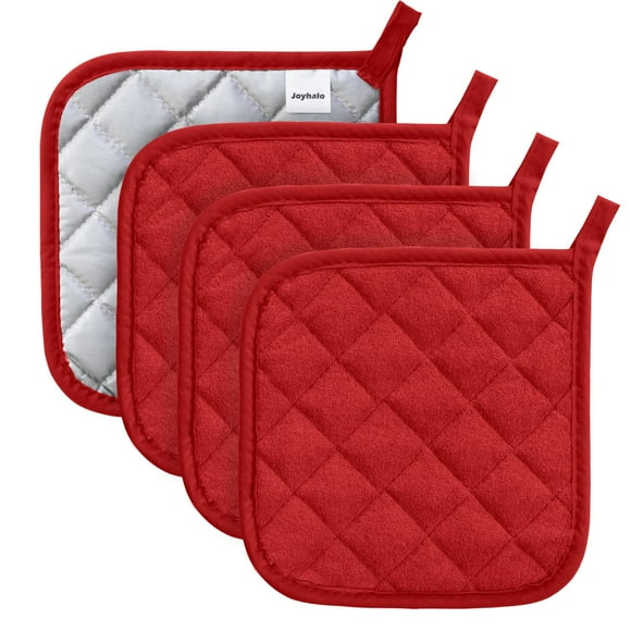 Soportes para ollas Joyhalo, tela de rizo resistente al calor, paquete de 4