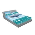thumbnail image 2 of Ambesonne Landscape Fitted Sheet & Pillow Sham Set, Cartoon Ocean Whale, Queen, Blue, 2 of 2