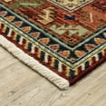 thumbnail image 2 of HomeRoots 509261 2 x 3 ft. Brick Red Orange Rust Beige Gold Pale Blue Olive Navy & Black Oriental Power Loom Stain Resistant Rectangle Area Rug with Fringe, 2 of 8
