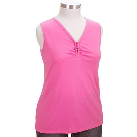Women's Plus Sleeveless Zip Top