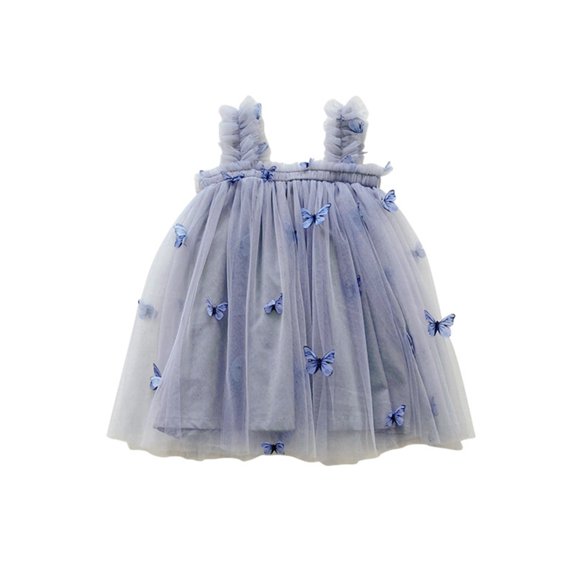 GYRATEDREAM Toddler Girl Mesh Tulle Dress Girls Butterfly Print Tutu Princess Dress Summer Party Wedding Dance Dress for 3-4Y