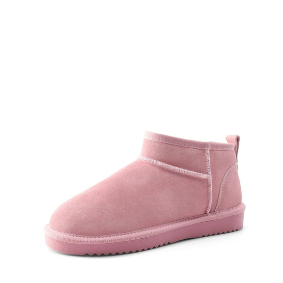 BURUDANI Women’s FuzzyClassic Ankle Winter Mini Boots Genuine Suede Water-Resistant Warm Snow Booties with Faux-Fur Lining Memory-Foam Comfort & Slip-On Ease
