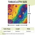 thumbnail image 2 of Colorful Circular Pattern Square Fitted Tablecloth with Elastic Edge,Square Table Cover,Washable Elastic Table Cover for Home Kitchen Party Decor 34"x34", 2 of 6
