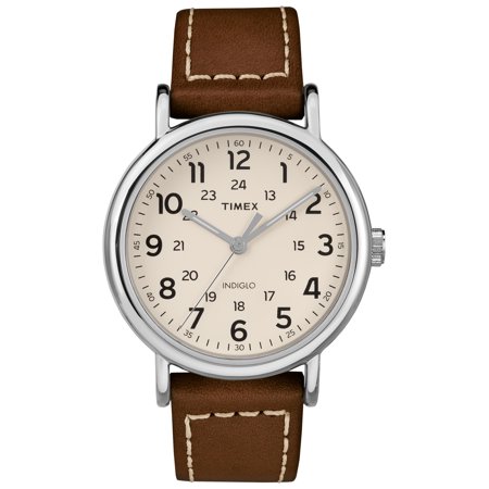 Men's TW2R42400 Weekender 40 Brown/Cream Leather Strap