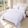 thumbnail image 3 of Manfei Vintage Grid Twin Quilt Set,Abstract Stripes Twin Coverlet Set,Purple White,2pcs,1 Bedspread and 1 Pillowcase, 3 of 7