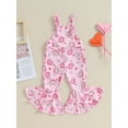 thumbnail image 2 of Suealasg Toddler Girl Valentine's Day Suspender Overalls Pants 6M 1T 2T 3T 4T Kids Girl Donut Print Sleeveless Flared Romper Jumpsuit One Piece Bodysuit Clothes for Children Girl, 2 of 9