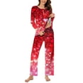 thumbnail image 7 of CZHJS Valentine's Day Pajamas for Women Set Long Sleeve Festival Party Holiday Loungewear Matching Outfits Womens Pajama Wide Leg Pants and Scoop Neck Shirts Sets&nbsp; 2 Piece Pj Sets Plus Size, 7 of 7
