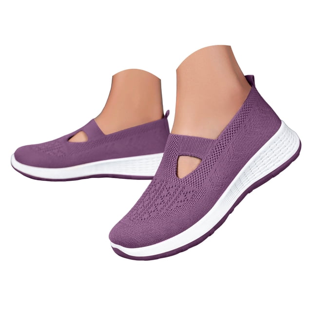 DXOUPM Chaussures à Enfiler pour Femmes en Maille Respirante Espadrilles Légères Marche Course Chaussures Rétro