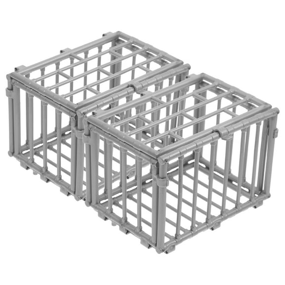 MRLESS 2pcs Mini Cage Model Plastic Small Cage Model Cage Prop Simulation Animal Cage Prop
