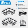 thumbnail image 5 of ALLJOY Corner Adhesive Shower Caddy, Rustproof Stainless Steel Bathroom Organizer, No Drilling Wall Mounted Rack, Black, 5-Pack, 5 of 6