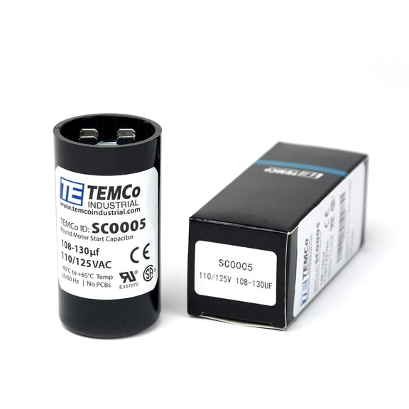 TEMCo 108-130 uF MFD CD60 Start Capacitor 110-125V AC Round | 50/60 Hz