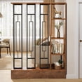thumbnail image 5 of Finmind Wall Room Divider with Display Shelves, 70.9" Modern Freestanding Wall Partition with Sturdy Base, for Home & Office, Brown & Black, 5 of 9
