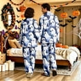 thumbnail image 6 of DORKASM Halloween Couple Pajamas Matching Sets Long Sleeve Pajama Set for Women & Men Button-Down V-Neck Sleepwear House Wear Light Blue L, 6 of 6